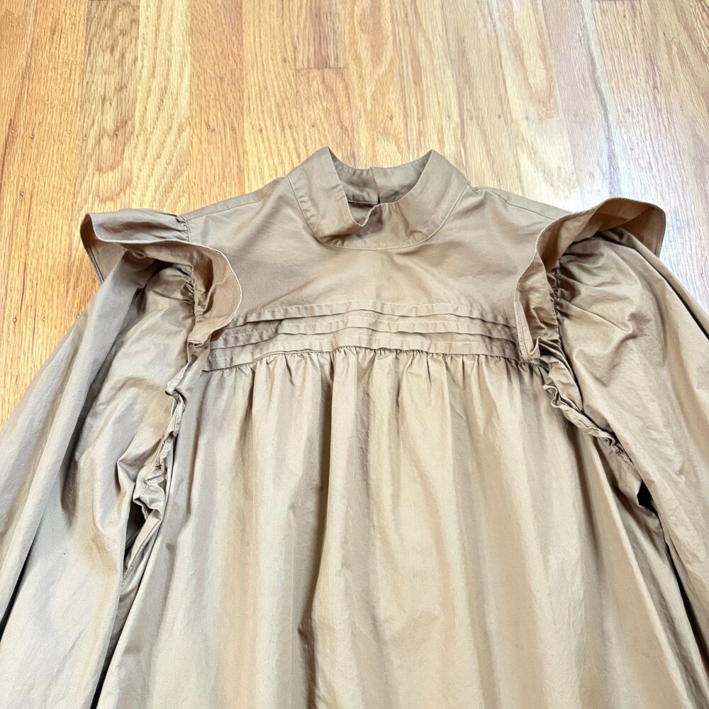 XIRENA Khaki Gold Nyla Mini Ruffle Dress Womens Size Medium - Picture 2 of 8